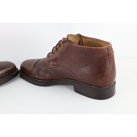 Vintage 90s Mens Size 12 Distressed Leather Toe Cap Ankle Chukka Boots Brown main image 2